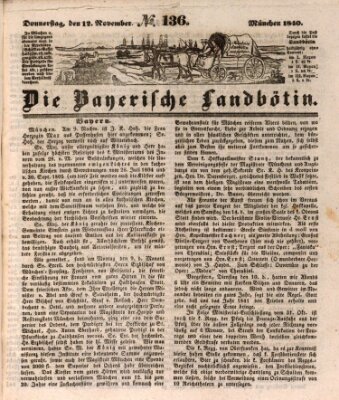 Bayerische Landbötin Donnerstag 12. November 1840