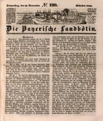 Bayerische Landbötin Donnerstag 19. November 1840