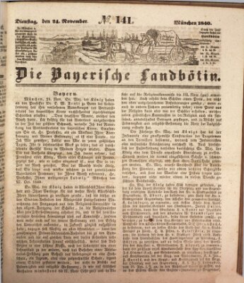 Bayerische Landbötin Dienstag 24. November 1840