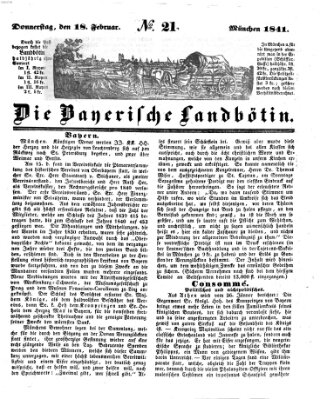 Bayerische Landbötin Donnerstag 18. Februar 1841