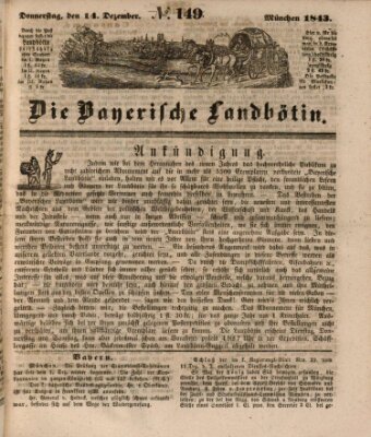 Bayerische Landbötin Donnerstag 14. Dezember 1843