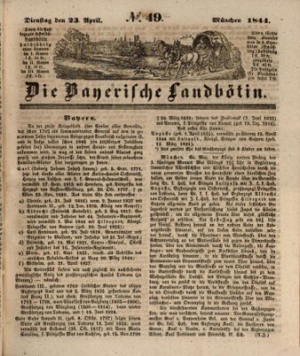 Bayerische Landbötin Dienstag 23. April 1844