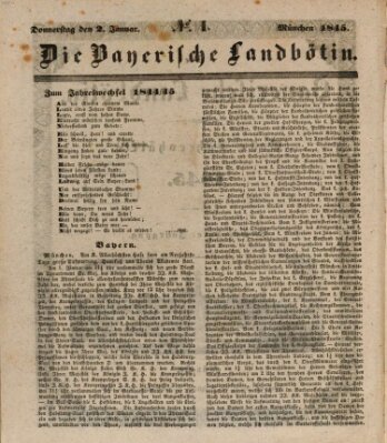 Bayerische Landbötin Donnerstag 2. Januar 1845