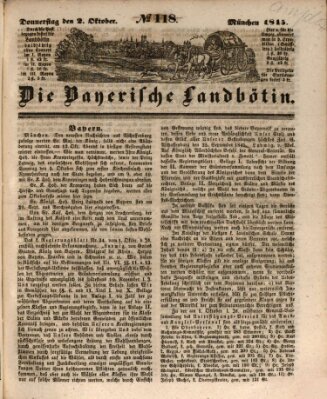 Bayerische Landbötin Donnerstag 2. Oktober 1845