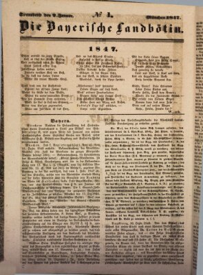 Bayerische Landbötin Samstag 2. Januar 1847