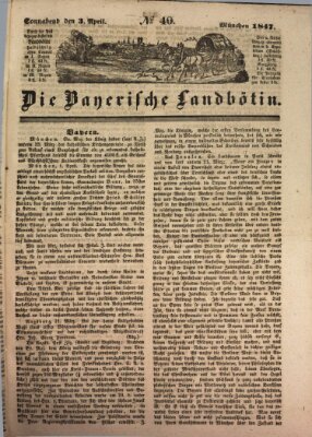 Bayerische Landbötin Samstag 3. April 1847