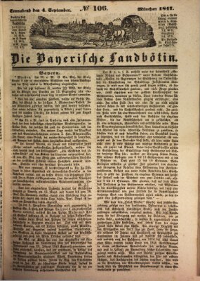 Bayerische Landbötin Samstag 4. September 1847