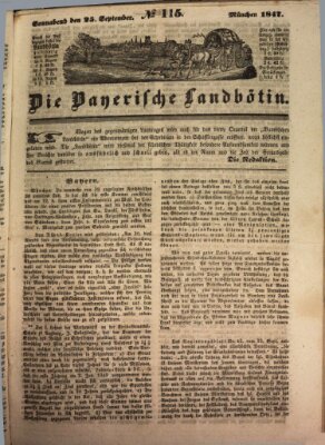 Bayerische Landbötin Samstag 25. September 1847