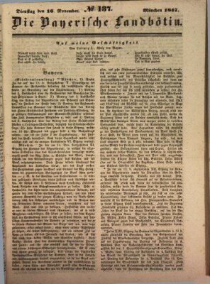 Bayerische Landbötin Dienstag 16. November 1847