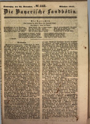 Bayerische Landbötin Donnerstag 25. November 1847