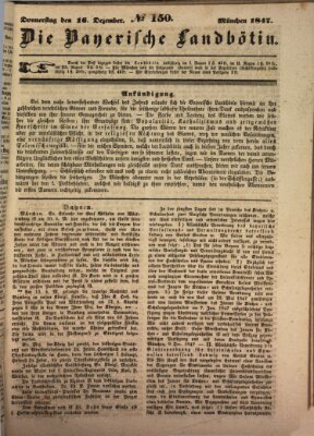 Bayerische Landbötin Donnerstag 16. Dezember 1847