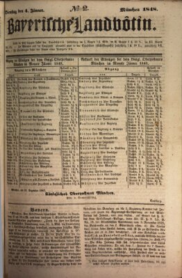 Bayerische Landbötin Dienstag 4. Januar 1848