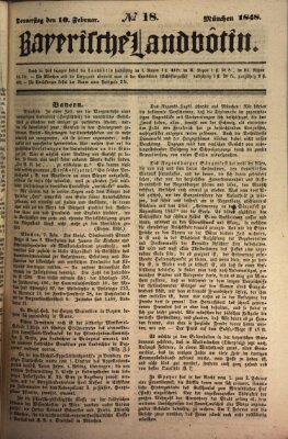 Bayerische Landbötin Donnerstag 10. Februar 1848