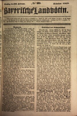 Bayerische Landbötin Dienstag 29. Februar 1848