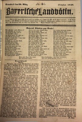 Bayerische Landbötin Samstag 18. März 1848