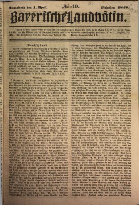 Bayerische Landbötin Samstag 1. April 1848