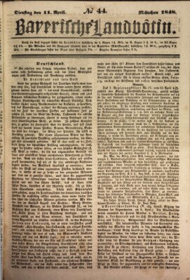 Bayerische Landbötin Dienstag 11. April 1848