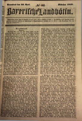 Bayerische Landbötin Samstag 29. April 1848