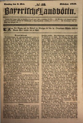 Bayerische Landbötin Dienstag 2. Mai 1848