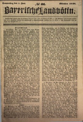 Bayerische Landbötin Donnerstag 1. Juni 1848