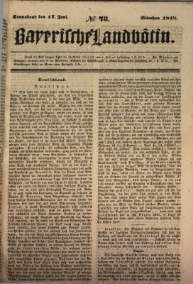 Bayerische Landbötin Samstag 17. Juni 1848