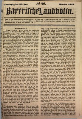 Bayerische Landbötin Donnerstag 29. Juni 1848