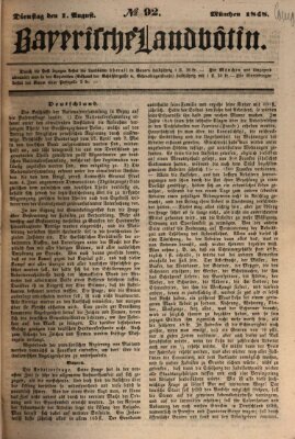 Bayerische Landbötin Dienstag 1. August 1848