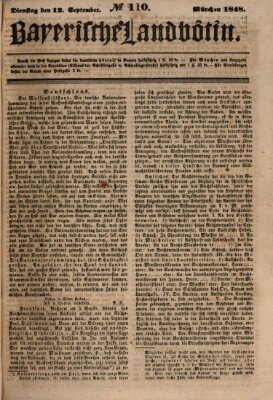 Bayerische Landbötin Dienstag 12. September 1848