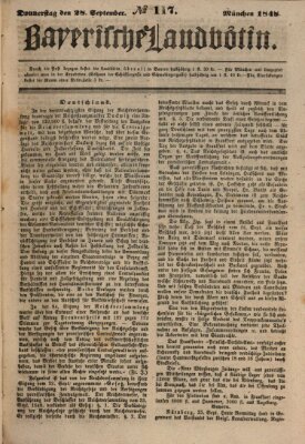 Bayerische Landbötin Donnerstag 28. September 1848