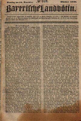 Bayerische Landbötin Dienstag 14. November 1848