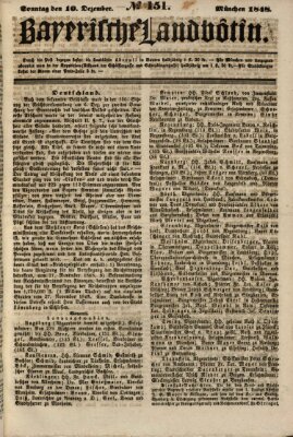 Bayerische Landbötin Sonntag 10. Dezember 1848