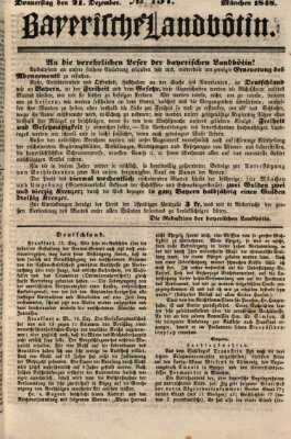 Bayerische Landbötin Donnerstag 21. Dezember 1848