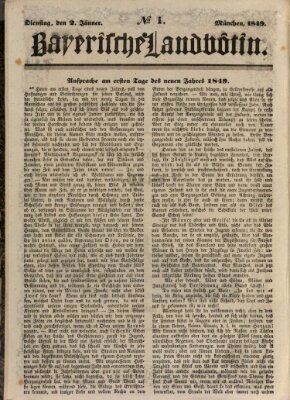 Bayerische Landbötin Dienstag 2. Januar 1849