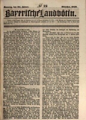 Bayerische Landbötin Sonntag 21. Januar 1849