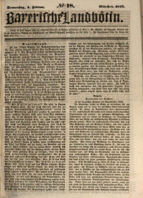 Bayerische Landbötin Donnerstag 1. Februar 1849