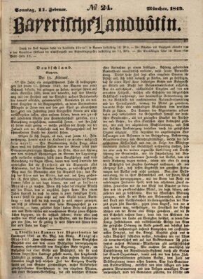 Bayerische Landbötin Sonntag 11. Februar 1849