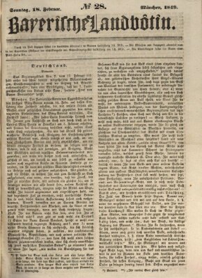 Bayerische Landbötin Sonntag 18. Februar 1849