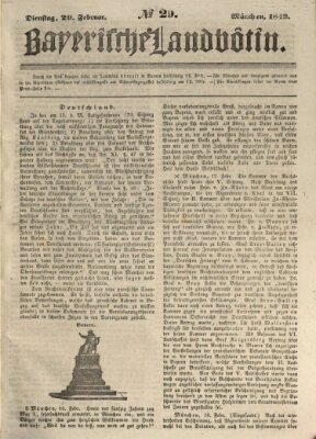 Bayerische Landbötin Dienstag 20. Februar 1849