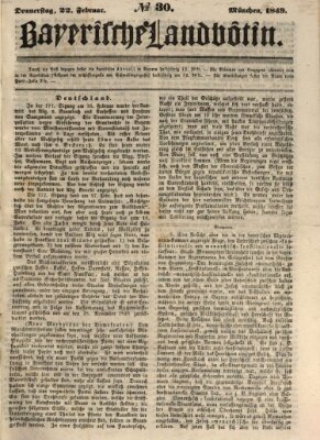 Bayerische Landbötin Donnerstag 22. Februar 1849