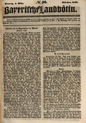 Bayerische Landbötin Sonntag 4. März 1849