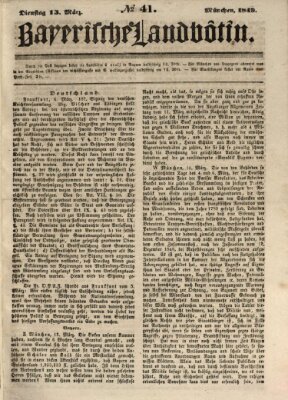 Bayerische Landbötin Dienstag 13. März 1849