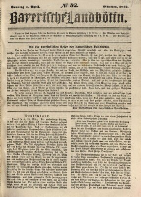 Bayerische Landbötin Sonntag 1. April 1849