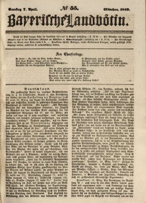 Bayerische Landbötin Samstag 7. April 1849