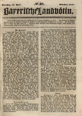 Bayerische Landbötin Dienstag 10. April 1849