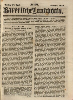 Bayerische Landbötin Samstag 28. April 1849