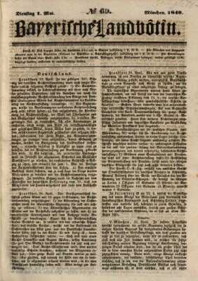 Bayerische Landbötin Dienstag 1. Mai 1849