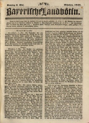 Bayerische Landbötin Sonntag 6. Mai 1849