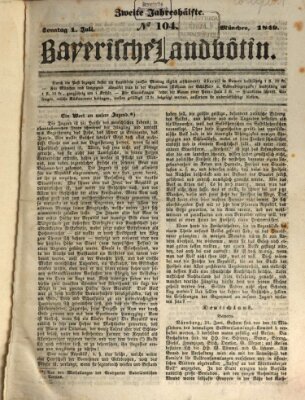 Bayerische Landbötin Sonntag 1. Juli 1849