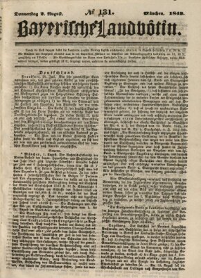 Bayerische Landbötin Donnerstag 2. August 1849