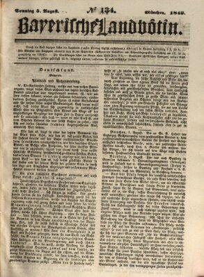 Bayerische Landbötin Sonntag 5. August 1849